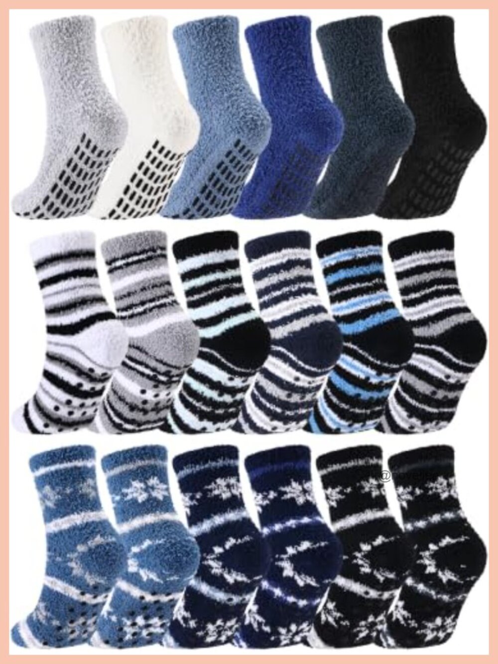 Fuzzy Socks with Grips Plush Microfiber Slipper Socks 18 Pairs